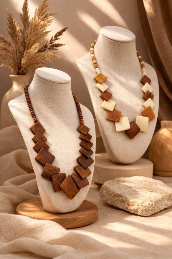 Collier en bois naturel