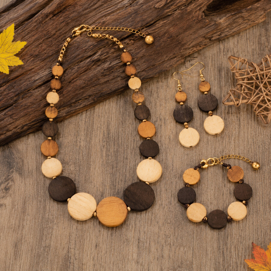 Collier en bois naturel